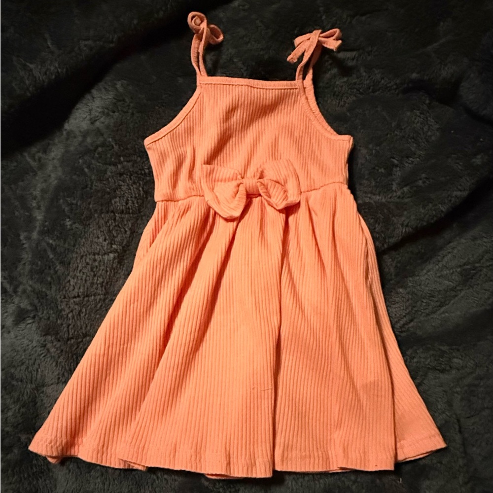 Girls' Coral Bow-Front Knit Dress - Kids Casual